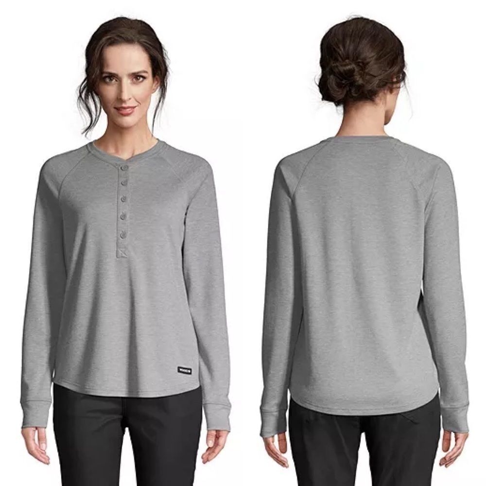 🆕 WOODS Kelsall Henley Long Sleeve Gray Mist